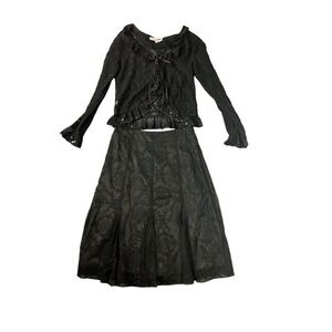 Young Essence Skirt Top Set Black Sequins Lace Size‎ Small